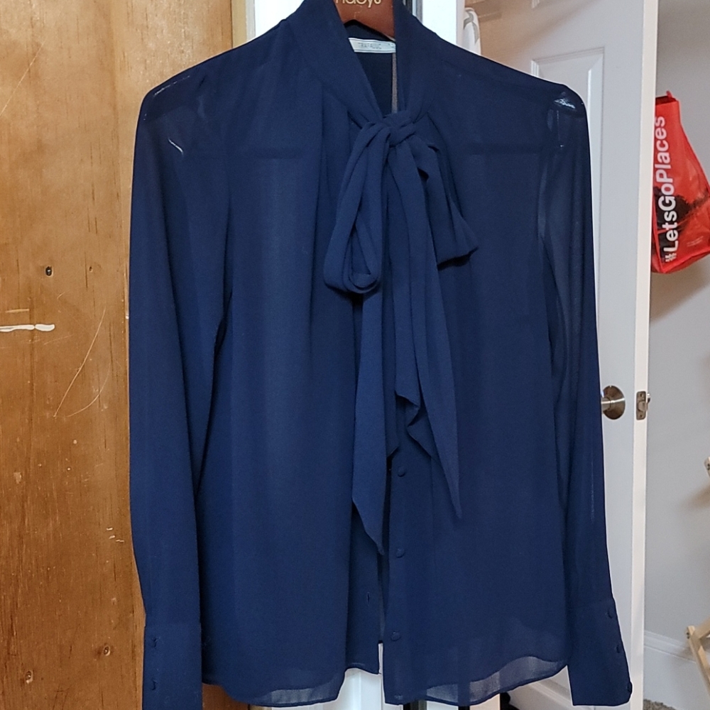 Woman's shear navy blouse